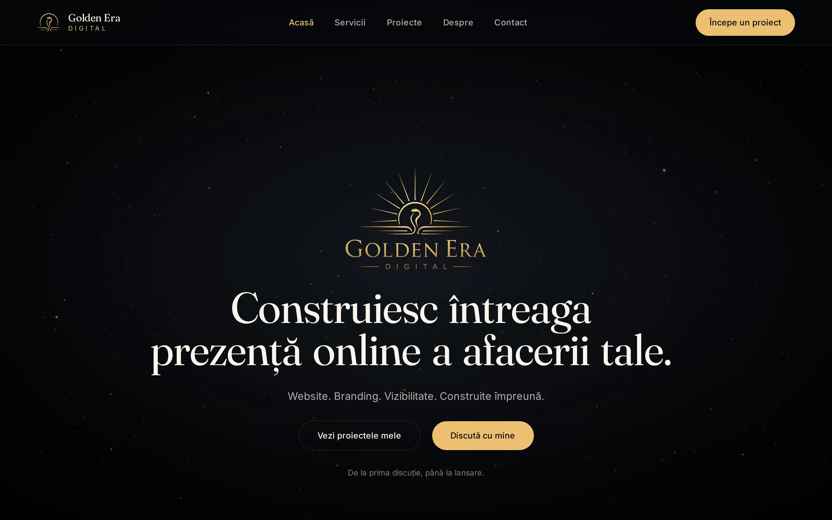 Pagina principală a site-ului Golden Era Digital afișată pe ecran.